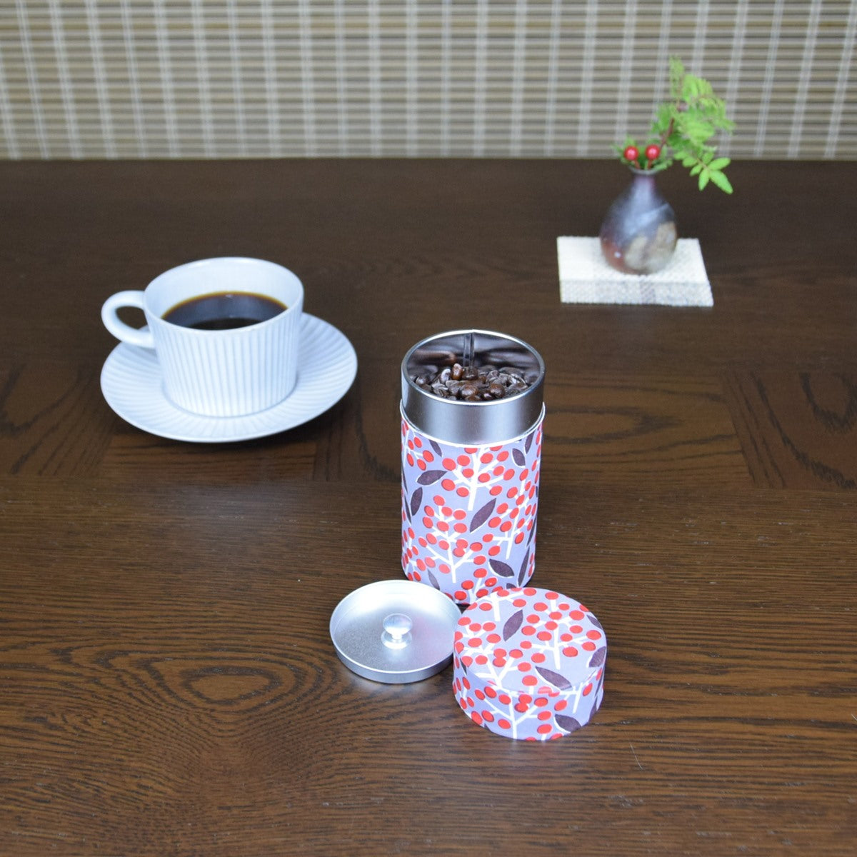 職人仕上げ|幸せの文様 茶缶 梅|手染め和紙 日本製 茶筒