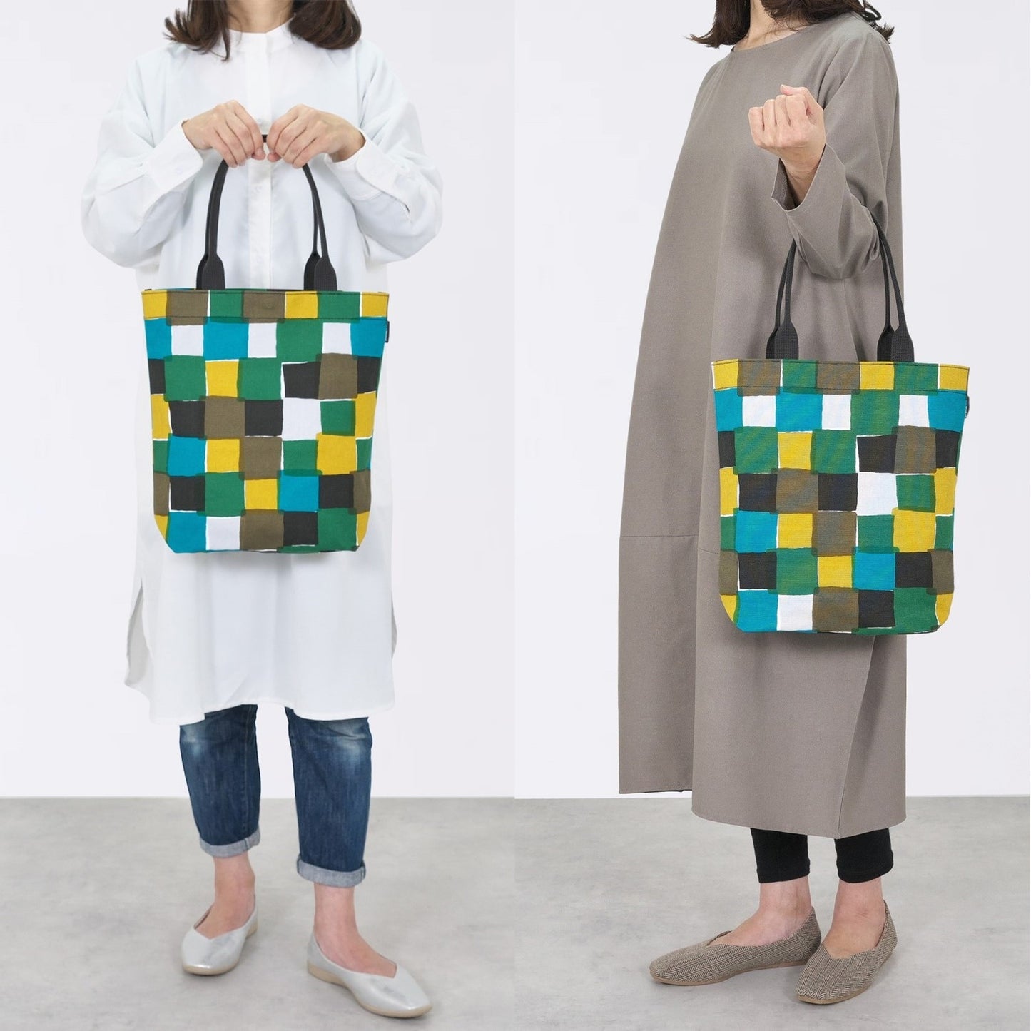 京都職人仕上げ｜幸せの文様 縦型トートバッグ 市松｜手染め生地 日本製 帆布 コットン100%